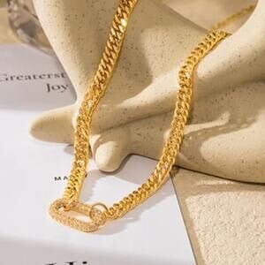 Gold Necklace for Women Trendy - Chunky Herringbone Paperclip Cuban Necklace